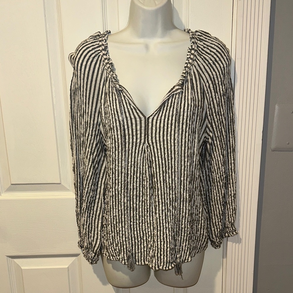 Max Studio Black and White Striped Blouse